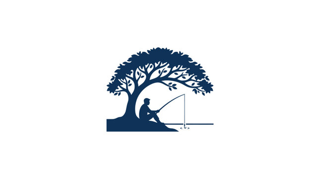 Programmer Fishing Under Tree with Code Bracket Logo