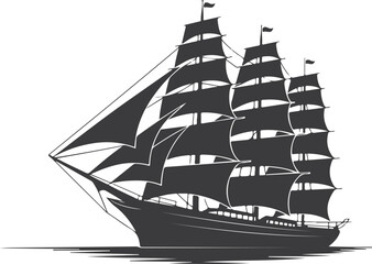 Vintage Sailing Ship Silhouette Vector Illustration © Victor Designer 