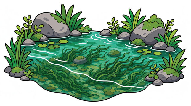Green algae in a pond water.