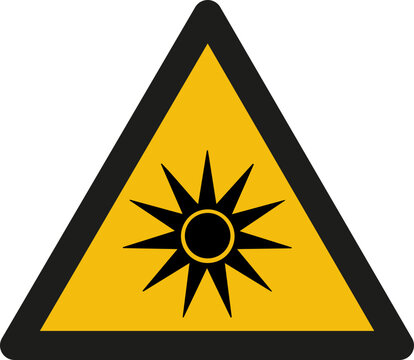 Warning Optical Radiation Sign &mdash; UV Light and Bright Light Hazard &mdash; ISO 7010 W027
