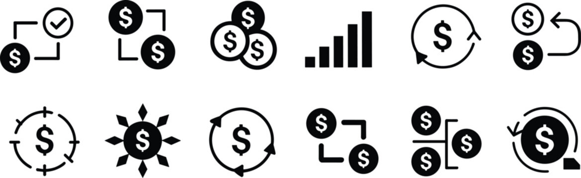 Finance money growth transaction exchange cycle dollar sign coins bar chart