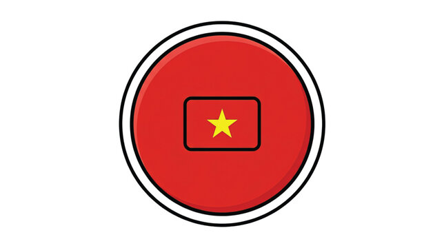 Vietnam flag button emblem symbol.
