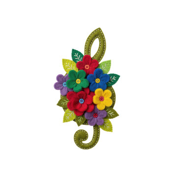 Felt G-Clef with Colorful Flowers and Leaves