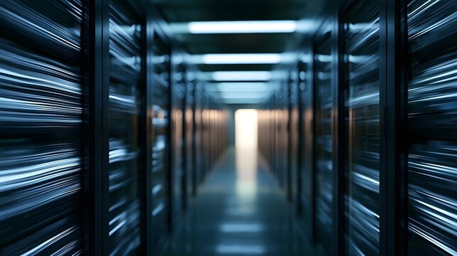 Abstract visualization of cutting edge server racks radiating dynamic light and energy ripples symbolizing digital infrastructure