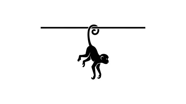 Monkey Hanging from Branch Vector Illustration