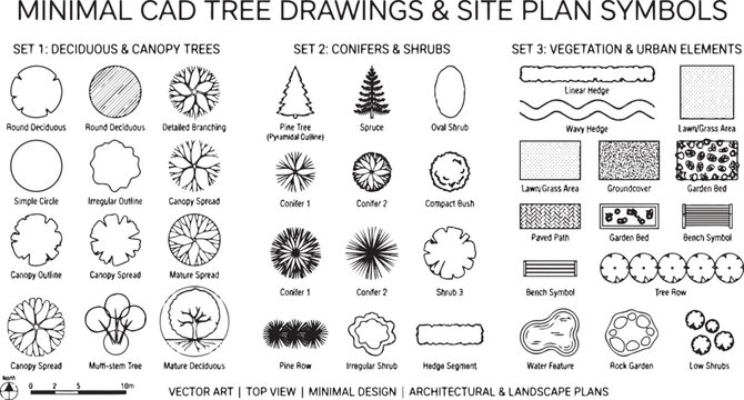 Architectural Drawings, people plan vector in park out door illustration, top view, Minimal style hand drawn, set elements for architecture and landscape design. Sections, Elevations.