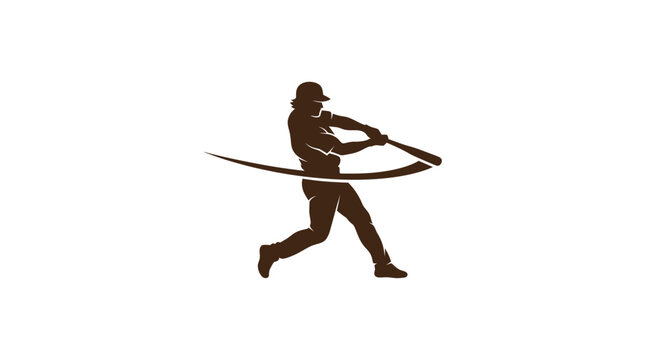 Baseball Player Swing Silhouette Vector