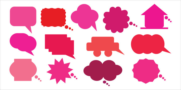 Vibrant pink and red speech bubbles for digital communication and design