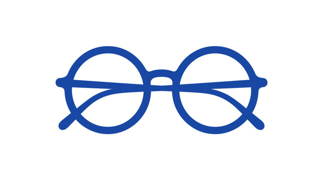 Blue Round Eyeglasses Vector Icon