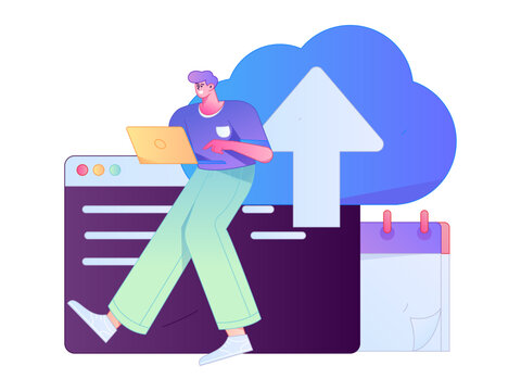 Programming teaching development flat character vector concept operation hand drawn illustration
