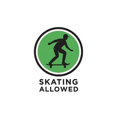 Fototapeta premium Green circle icon for ice skating allowed.