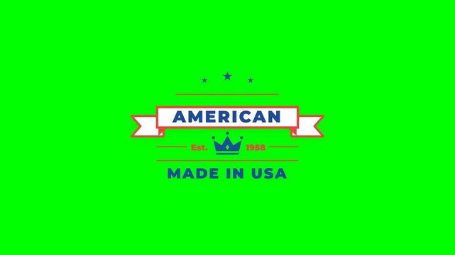 Vintage Style American Made Product Quality Label Badge Featuring A Classic Crown Graphic Design Isolated On A Bright Green Background