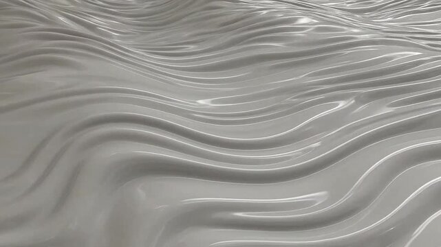 Abstract glossy white liquid waves with reflective surface texture