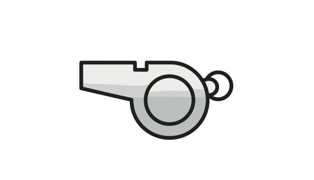 Metallic sports referee whistle used for signaling in games and training sessions depicted in a clean and simple vector illustration style.