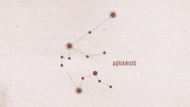 Aquarius Zodiac Sign Ink Drawing Background
Zodiac aquarius sign icon on vintage sepia old paper texture with ink drawing astrological constellation revealing
