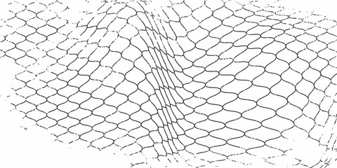 Fishing or soccer net. Repeated hexagon pattern. Black wired mesh texture isolated on white background. Metallic or fabric fence, cage or lattice structure. Vector graphic Illustration. © BAHAYA