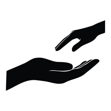 Supportive hands reaching towards each other vector illustration for unity and connection.