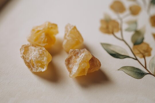 Copal resin pieces, light golden translucent stones, vintage aesthetic
