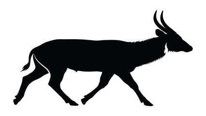 Antelope silhouette stands in profile against a plain white background. © sajida