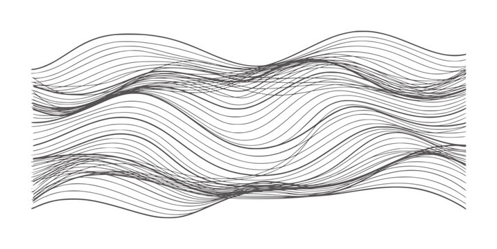 Dark gray wavy lines forming an abstract pattern a white
