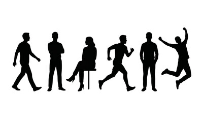 Fototapeta premium Black Solid Colour Filled Silhouettes Set Isolated on White Background Vector Collection
