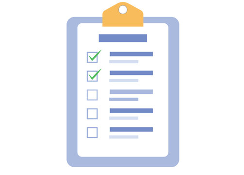 Illustration of Clipboard with Checklist and Checkmarks