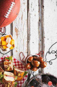 Football: Ball And Food Background With Copyspace