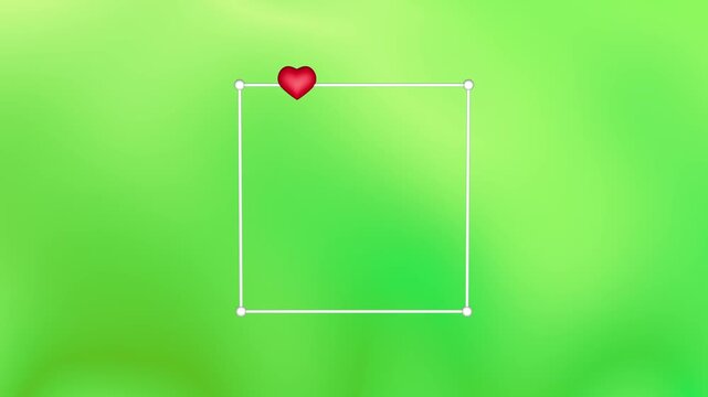 Animated motion graphics breathing guide featuring a square line pulsing on a green gradient background with a red heart icon moving along the perimeter. Ideal overlay tool for videos about b