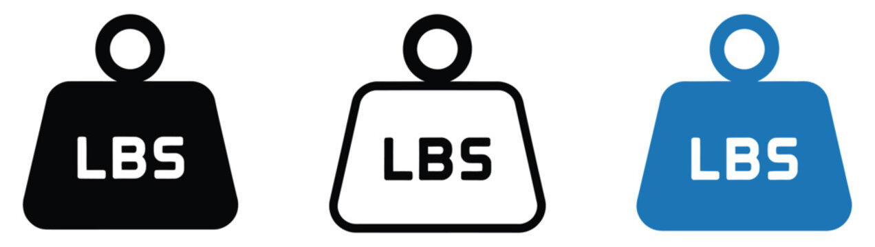 Weight Icon and LBS Label Symbolizing Pound Measurement, Weightlifting Activity, Gym Workouts and Physical Fitness Progress
