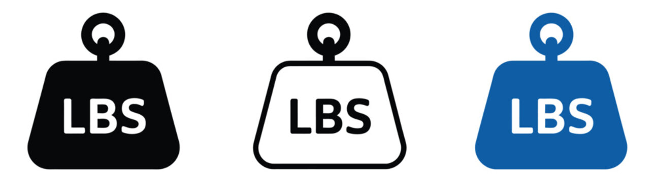 Weight Icon Featuring LBS Label for Pound Measurement, Exercise Performance, Strength Development and Fitness Applications