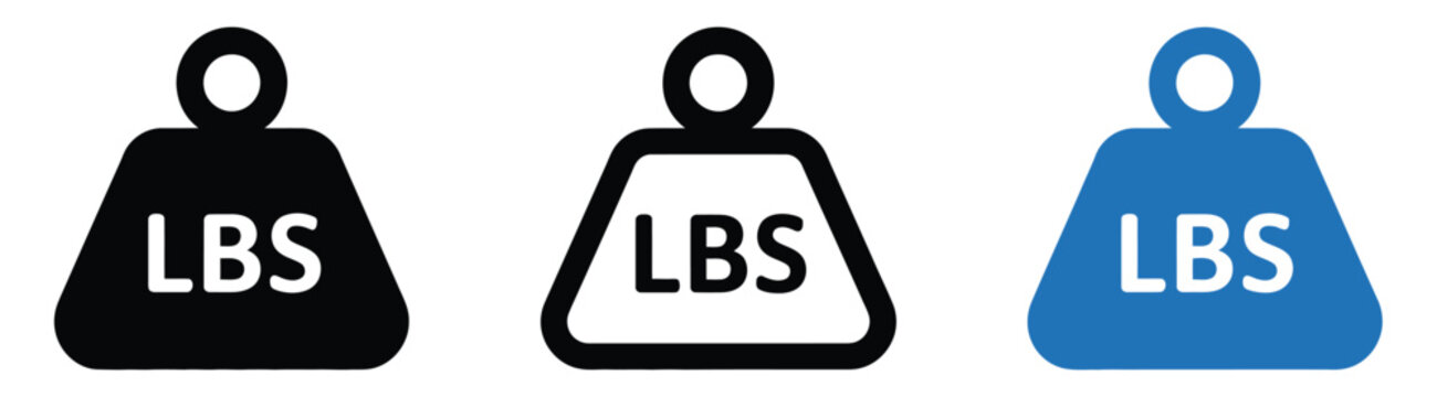 Weight Icon with LBS Label Representing Pound Measurement for Fitness Tracking, Weightlifting Training and Gym Strength Monitoring