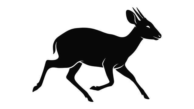 Gazelle silhouette runs gracefully across a clean white background.