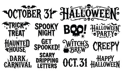 Obraz premium Halloween Typography Bundle with Spooky Quotes Lettering Phrases and Seasonal Text Designs
