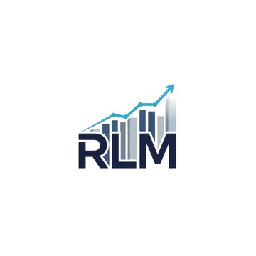 RLM Logo with Upward Trend Graph and Cityscape.
