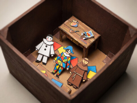 Three Musicians Isometric Overhead Miniature Diorama