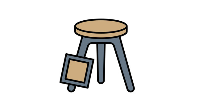 Minimal Three-Legged Stool Vector Illustration