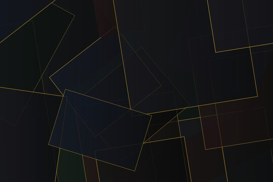 Abstract geometric background, with overlapping dark, rectangles and thin, glowing gold outline edges