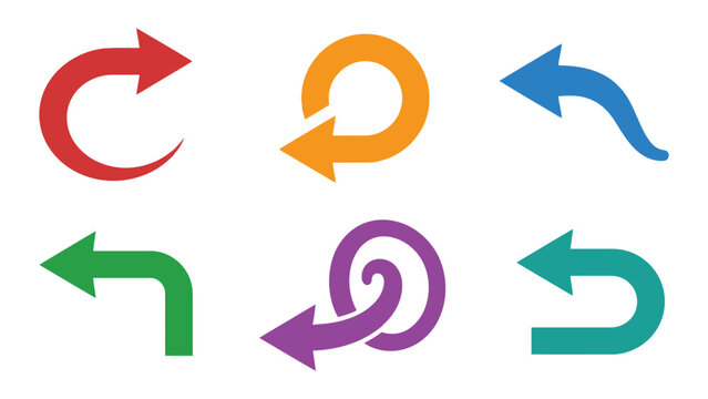 Collection of colorful arrow icons in different directions and styles