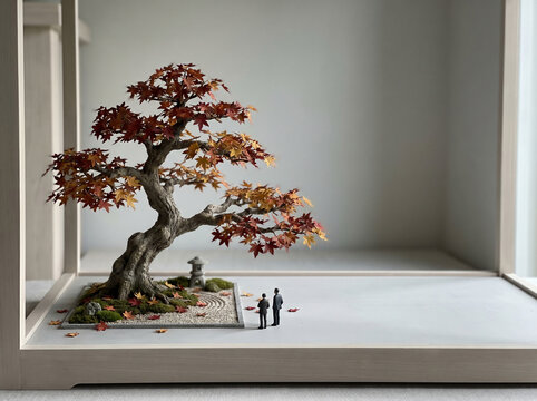 Hasegawa Tōhaku's Maple Tree (Kaede-zu) Wide Environmental Miniature Diorama