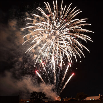 African Tribal Art Fireworks Green. Vibrant Fireworks Illuminating A Night Sky