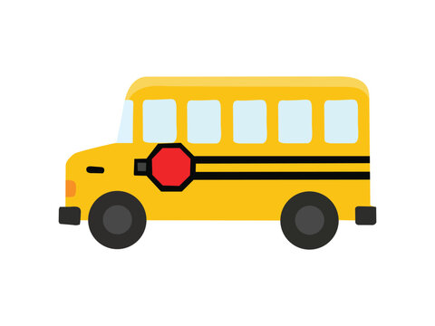 Yellow school bus icon, simple flat vector illustration