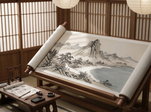 Sesshū's View of Amanohashidate Wide Environmental Miniature Diorama