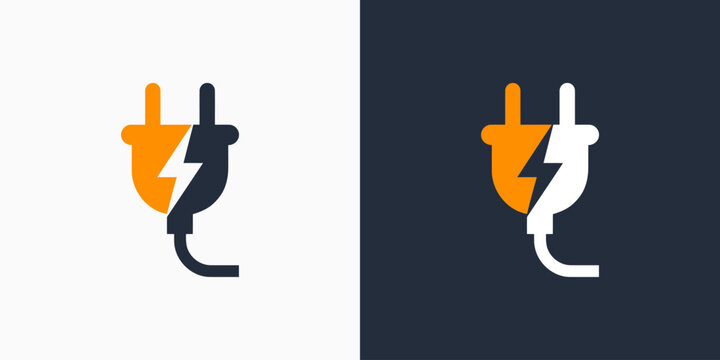 Electrical plug vector logo design with a modern, simple, clean, and abstract style. Icon for business, electrical, and personal branding.