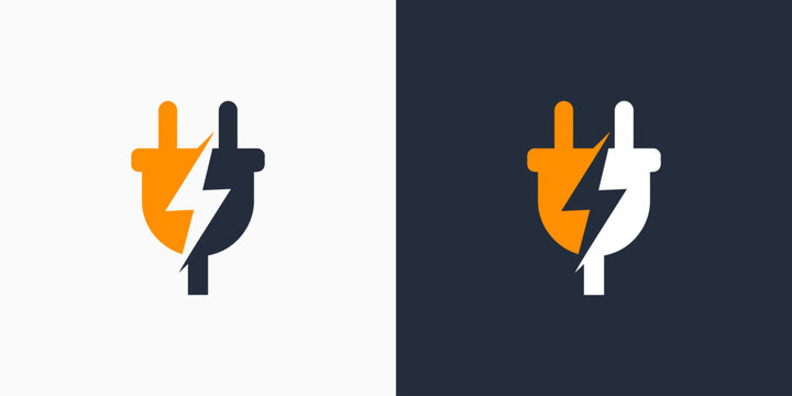 Electrical plug vector logo design with a modern, simple, clean, and abstract style. Icon for business, electrical, and personal branding.