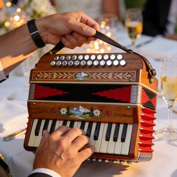 Styrian Harmonika Button Accordion Hands Holding Austrian Wedding Celebration