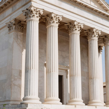 Cartoon Marble Column. Marble Antique Columns And Pillars Of Classical Greek/Roman Architecture Showcase The Intricate Details Of White Stone, Vertical Flutings, And Ornate Capitals