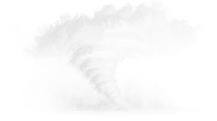 Three dimensional whirlwind png with rotating tornado vortex, storm cyclone motion, atmospheric thunderclouds, transparent background and extreme weather catastrophe illustration. © Oleg Michalov