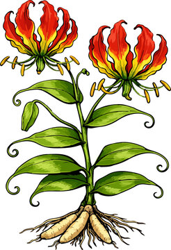 Gloriosa superba illustration art