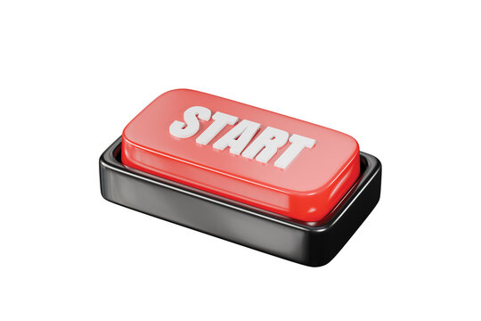 3d start button icon. start command concept. cartoon style for ui design. action visual isolated on white transparent background. 3d render.