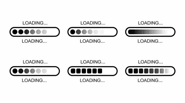 Loading indicators with circular progress bars flat vector illustration